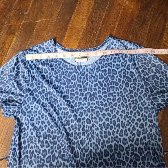 Vintage 90s Y2K Blue Leopard Edgy Punk Tie Waist Mini Dress - Picture 7 of 12